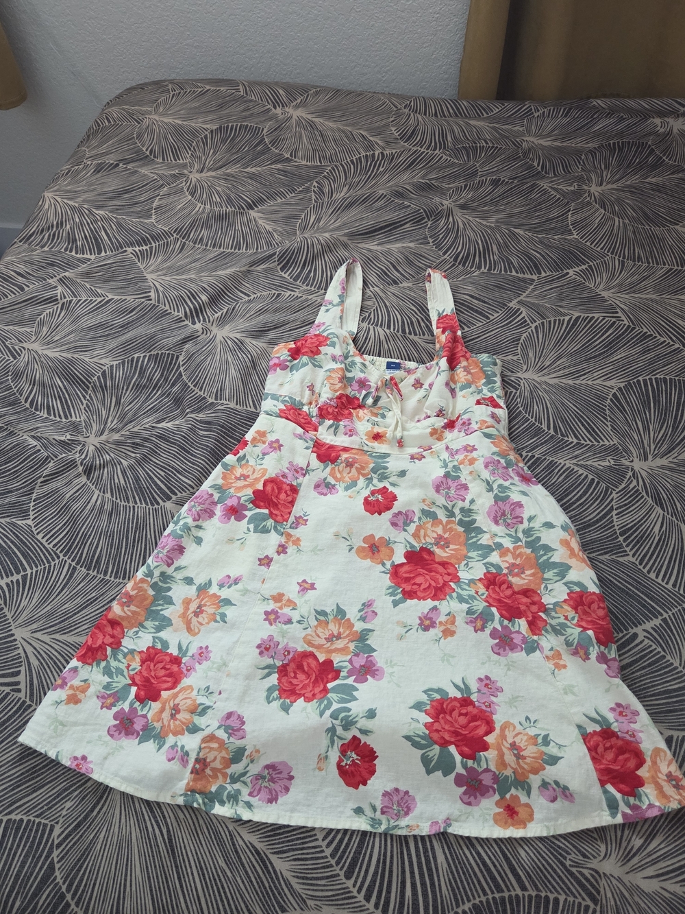 Old Navy Floral Dress - White with Red, Coral & Green